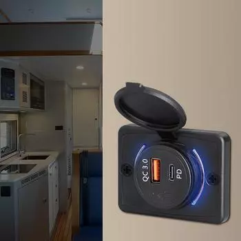 USB зарядное устройство с выдвижной крышкой автомобильное зарядное устройство для автомобиля лодка автобус автофургон дома быстрая зарядка USB зарядное устройство легкое автомобильное зарядное устройство 12-24 В QC3.0+ PD автомобильное зарядное устройство