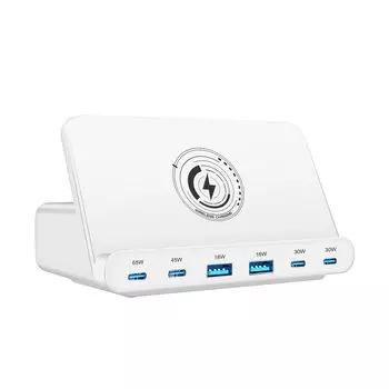 USB зарядное устройство Total 160W PD зарядное устройство Type C совместимо с 7 устройствами одновременная зарядка подставка 6 портов адаптер переменного тока зарядное устройство для смартфона PSE белый