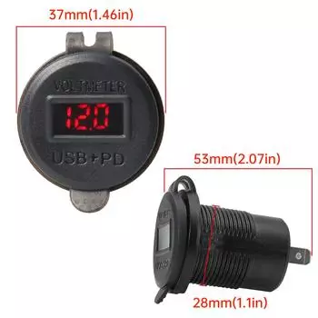 USB зарядное устройство водонепроницаемая розетка зарядное устройство 12 В QC3.0 со светодиодным вольтметром переключатель вкл/выкл для автомобиля лодки морского грузовика красный
