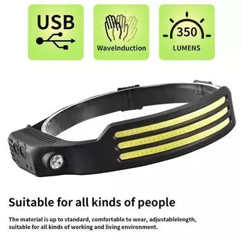 USBЗарядкаLEDWaveSensingCOBфара, бег на открытом воздухе/езда на велосипеде, ночник, сильная фара, налобный фонарь для рыбалки на открытом воздухе 1white light-1200MAH