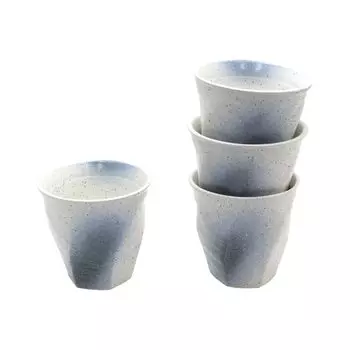 use Mino ware Japanese style cafe series Arakezuri twist teacup white painted brush ink set of 4 [Commercial set]