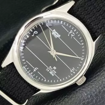 USED AUTHENTIC HMT JANATA HAND-WINDING MENS BLACK DIAL WATCH a430072-2 R101-a430072
