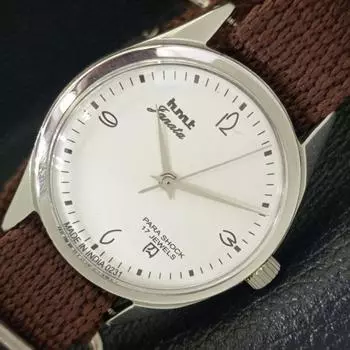 USED AUTHENTIC HMT JANATA HAND-WINDING MENS WHITE DIAL WATCH a430074-2 R101-a430074