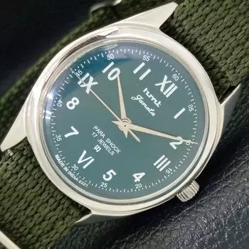 Б/У подлинные мужские часы HMT JANATA INDIAN с ручным заводом и зеленым циферблатом a430042-2 R101-a430042