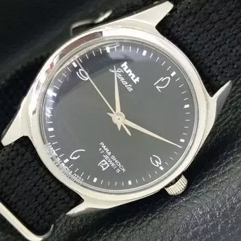 USED CLASSIC HMT JANATA HAND-WINDING MENS BLACK DIAL WATCH a430051-2 R101-a430051
