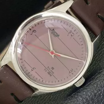 Б/У КЛАССИЧЕСКИЕ МУЖСКИЕ ЧАСЫ HMT JANATA С РУЧНЫМ ЗАВОДОМ, КОРИЧНЕВЫЙ ЦИФЕРБЛАТ a430035-2 R101-a430035