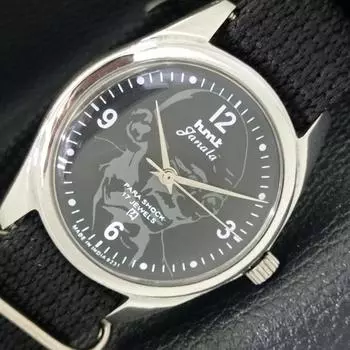 Б/У КЛАССИЧЕСКИЕ МУЖСКИЕ ЧАСЫ HMT JANATA С РУЧНЫМ ЗАВОДОМ И ЧЕРНЫМ ЦИФЕРБЛАТОМ a430069-2 R101-a430069