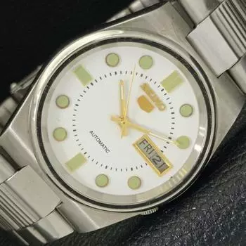 USED CLASSIC SEIKO 5 AUTOMATIC 7009A MENS JAPAN WHITE DIAL WATCH a427889-2 R1054-a427889