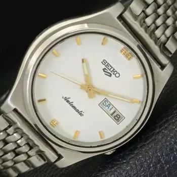 Б/У оригинальные винтажные мужские часы SEIKO 5 с автоподзаводом из Японии с белым циферблатом a433287-2 R115-a433287