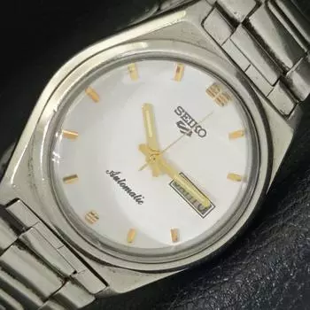 Б/У подлинные старинные автоматические мужские часы SEIKO 5 из Японии с белым циферблатом a433289-2 R115-a433289