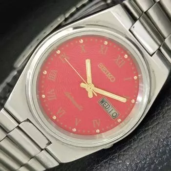Б/у оригинальные винтажные часы SEIKO AUTOMATIC 7009A из Японии мужские с красным циферблатом a433294-2 R115-a433294