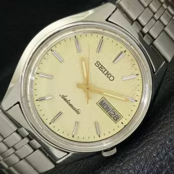 USED GENUINE VINTAGE SEIKO AUTOMATIC 7009A JAPAN MENS BEIGE DIAL WATCH a435050-2 R122-a435050