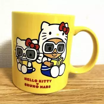 Used Hello Kitty Bruno Mars Mug Yellow