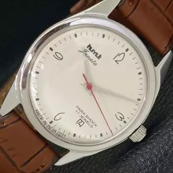 USED HMT JANATA AUTHENTIC INDIAN MENS HAND-WINDING WHITE DIAL WATCH a430082-2 R101-a430082
