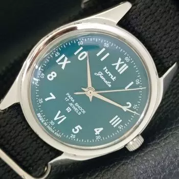 USED HMT JANATA HAND-WINDING INDIAN MENS GREEN COLOR DIAL WATCH a432756-2 R113-a432756
