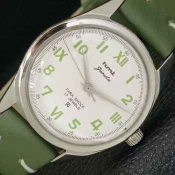 USED HMT JANATA HAND-WINDING INDIAN MENS WHITE COLOR DIAL WATCH a432765-2 R113-a432765