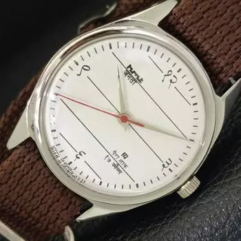 USED INDIAN HMT JANATA HAND-WINDING MENS WHITE COLOR DIAL WATCH a432526-2 R112-a432526