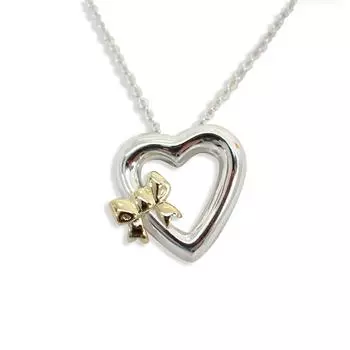 [Used] TIFFANY/Tiffany 925/750 Heart Ribbon Pendant/Necklace/g406-28