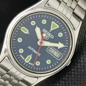 Б/У винтажные часы SEIKO 5 AUTOMATIC 6309A JAPAN MENS D/D BLUE WATCH 608g-a316358-2 SKU608g-a316358