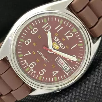 USED VINTAGE SEIKO 5 AUTOMATIC 6309A JAPAN MENS D/D MAROON WATCH 596-a312755-2 SKU596-a312755