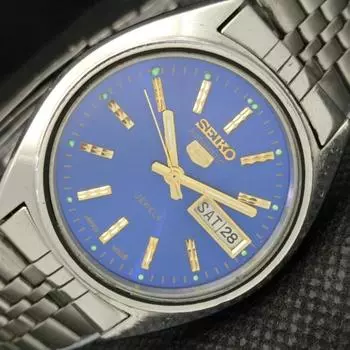 Б/У винтажные часы SEIKO 5 AUTOMATIC 6309A JAPAN MENS D/D BLUE WATCH 608b-a315286-2 SKU608b-a315286