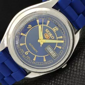 USED VINTAGE SEIKO 5 AUTOMATIC 7006A JAPAN MENS D/D BLUE WATCH 598-a313163-2 SKU598-a313163
