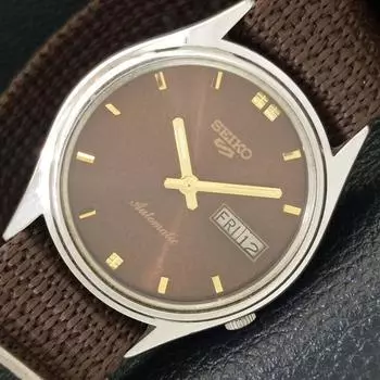 Б/У винтажные мужские часы SEIKO 5 AUTOMATIC 7009A из Японии с коричневым циферблатом a433236-2 R115-a433236