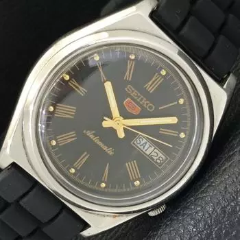 Б/У винтажные мужские часы SEIKO 5 AUTOMATIC 7009A из Японии с черным циферблатом a433205-2 R115-a433205