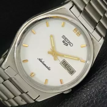 Б/У винтажные мужские часы SEIKO 5 AUTOMATIC 7009A из Японии с белым циферблатом a433447-2 R116-a433447