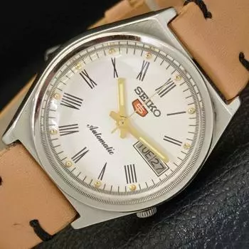 Б/У винтажные мужские часы SEIKO 5 AUTOMATIC 7009A из Японии с белым циферблатом a433419-2 R116-a433419
