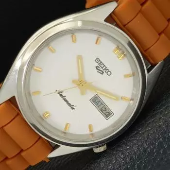 Б/У винтажные мужские часы SEIKO 5 AUTOMATIC 7009A из Японии с белым циферблатом a433202-2 R115-a433202