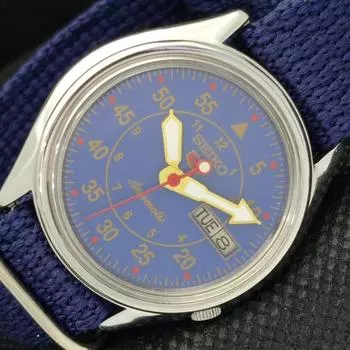 USED VINTAGE SEIKO 5 AUTOMATIC 7009A JAPAN MENS D/D BLUE WATCH 594a-a311646-9 SKU594a-a311646