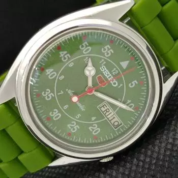 USED VINTAGE SEIKO 5 AUTOMATIC 7009A JAPAN MENS D/D GREEN WATCH 587f-a309601-2 SKU587f-a309601