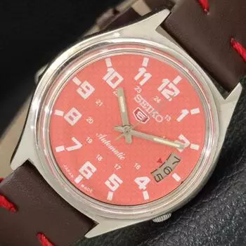USED VINTAGE SEIKO 5 AUTOMATIC 7009A JAPAN MENS PEACH COLOR DIAL WATCH a434909-2 R122-a434909