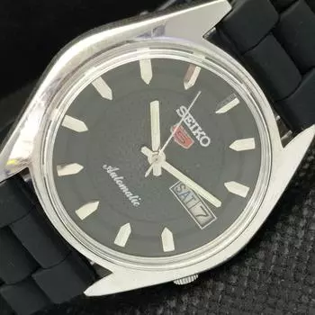 USED VINTAGE SEIKO 5 AUTOMATIC 7019A JAPAN MENS D/D BLACK WATCH 588a-a310164-9 SKU588a-a310164
