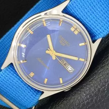 Б/У винтажные мужские часы SEIKO 5 AUTOMATIC 7019A из Японии с синим циферблатом a433405-2 R116-a433405