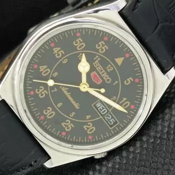 USED VINTAGE SEIKO 5 AUTOMATIC 7019A JAPAN MENS D/D BLACK WATCH 594a-a311682-9 SKU594a-a311682