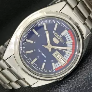 USED VINTAGE SEIKO 5 AUTOMATIC 7S26A JAPAN MENS BLUE COLOR DIAL WATCH a433448-2 R116-a433448