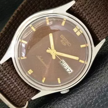 Б/У винтажные мужские часы SEIKO 5 AUTOMATIC 7S26A из Японии с коричневым циферблатом a433244-2 R115-a433244