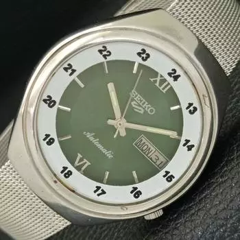USED VINTAGE SEIKO 5 AUTOMATIC 7S26A JAPAN MENS GREEN COLOR DIAL WATCH a434255-2 R120-a434255