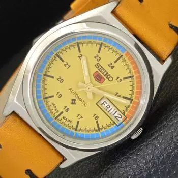 USED VINTAGE SEIKO 5 AUTOMATIC 7S36A JAPAN MENS YELLOW DIAL WATCH a433206-2 R115-a433206