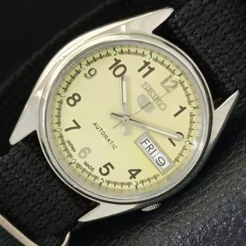 Б/У винтажные мужские часы SEIKO 5 AUTOMATIC 7S36A из Японии с кремовым циферблатом a433411-2 R116-a433411
