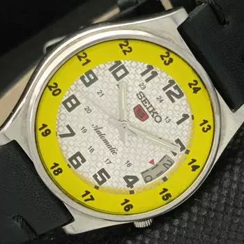 USED VINTAGE SEIKO 5 AUTOMATIC JAPAN MENS DATE SILVER WATCH 593a-a311295-2 SKU593a-a311295