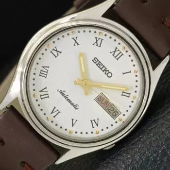 Б/У винтажные мужские часы SEIKO AUTOMATIC 7009A из Японии с белым циферблатом a433227-2 R115-a433227