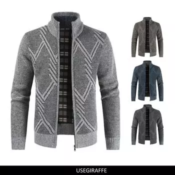 Usegiraffe осенне-зимняя куртка мужские пальто однотонные приталенные толстые флисовые пальто мужская куртка повседневная мужская куртка на молнии с воротником-стойкой 2XL коричневый