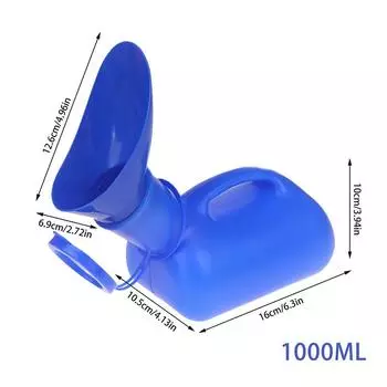 User-friendly 1000ML Pee Bottle, Blue Mobile Toilet with Lid, Unisex Urine Storage Tool for Travel