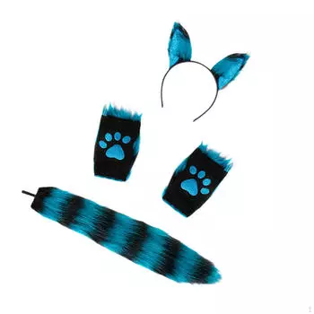 Уши животных и длинные хвостовые ушки для маскарада фиолетовый