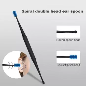 Ушной ершик гладкая спиральная головка легкий силиконовый очиститель ушей ложка уход инструмент для детей синий