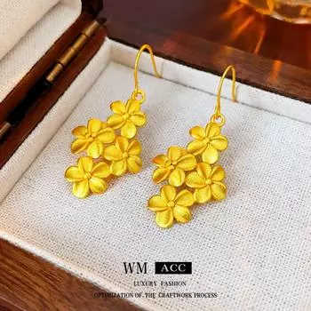 Ушной крючок с кисточкой из 18-каратного золота с гальваническим покрытием, легкая роскошь, ощущение высокого класса, серьги, ощущение нишевого дизайна, серьги золотой