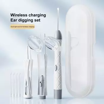 Ушной щипчик со светодиодной подсветкой Перезаряжаемый инструмент для удаления ушной серы с пинцетом Многоразовый очиститель ушей для младенцев Сменная силиконовая ложка Безопасный набор для чистки ушей фиолетовый